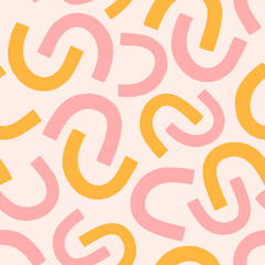 Obraz premium Colorful abstract shapes seamless pattern. Cute trendy wallpaper. Modern background.
