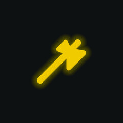 Fototapeta premium Axe yellow glowing neon icon