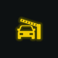 Barrier And Car yellow glowing neon icon