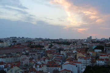 Cityscape of Lisbon in the dusk . Porugal
