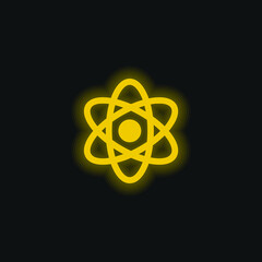 Atomic Energy yellow glowing neon icon