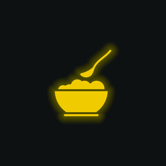 Baby Food yellow glowing neon icon