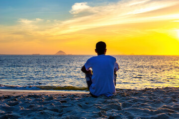 Sunset at Dusk in Piratininga Beach, Niteroi, Brazil