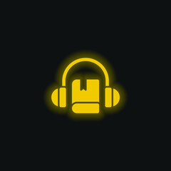 Audio Book yellow glowing neon icon