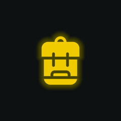 Backpack yellow glowing neon icon