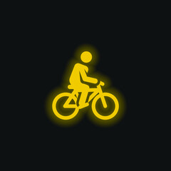Fototapeta premium Bicycle yellow glowing neon icon