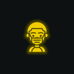Boy yellow glowing neon icon