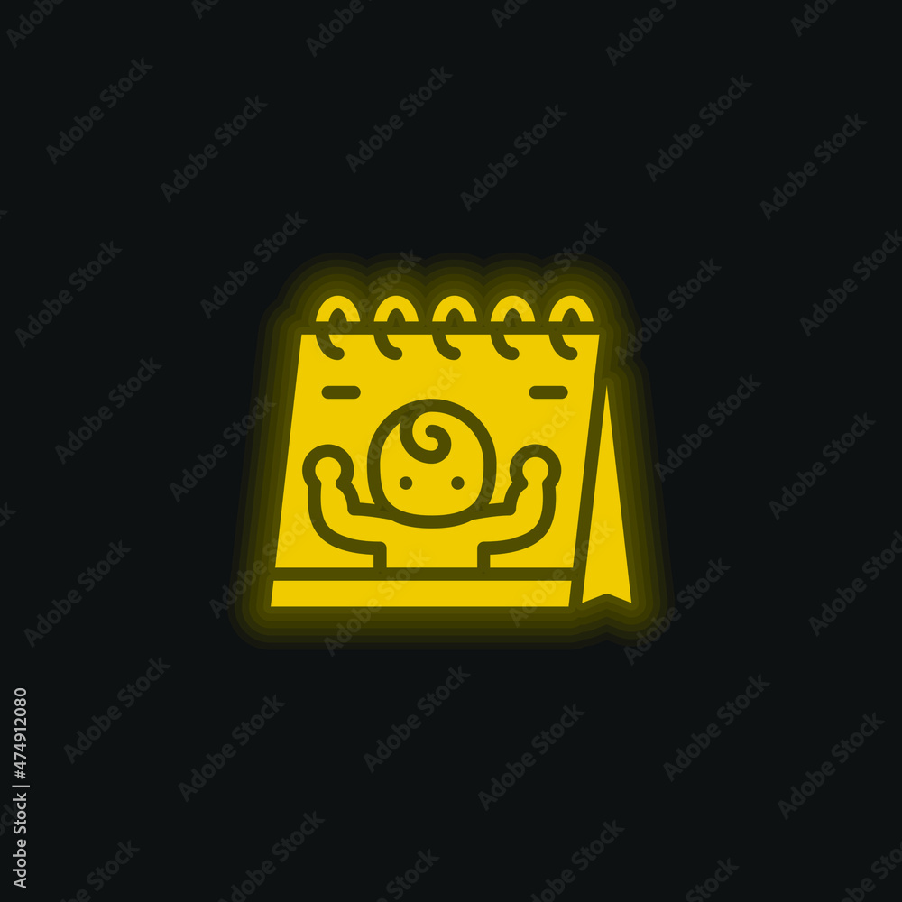 Sticker born yellow glowing neon icon