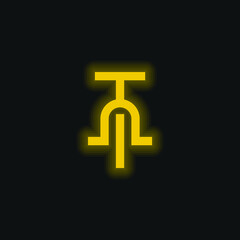 Bicycle yellow glowing neon icon