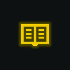 Book yellow glowing neon icon