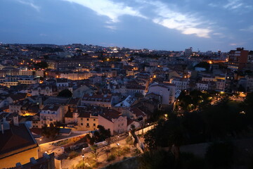 Cityscape of Lisbon in the dusk . Porugal