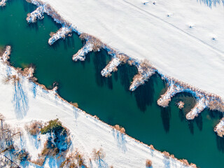 winter river aerial 