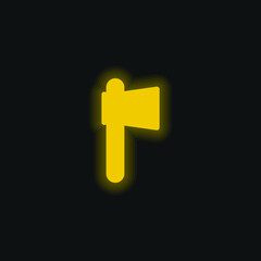 Battle Axe yellow glowing neon icon