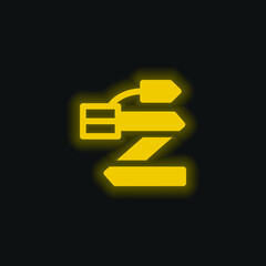 Belt yellow glowing neon icon