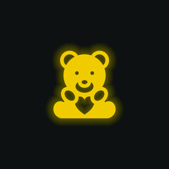 Beard With Heart yellow glowing neon icon