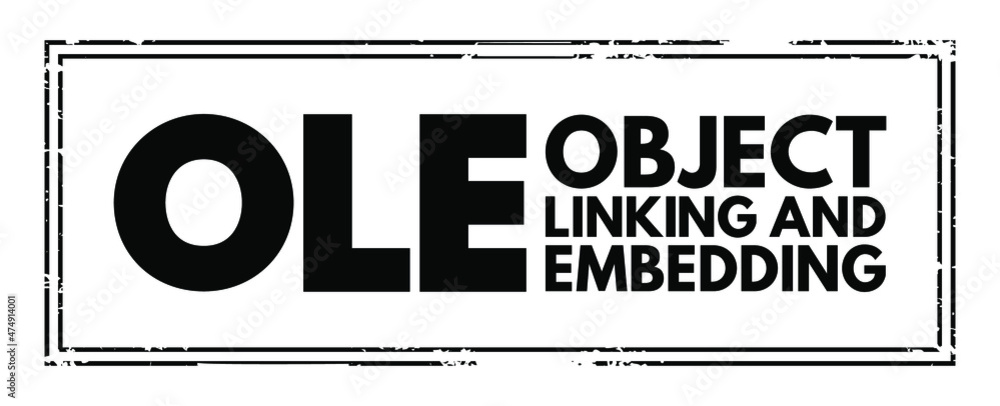 Poster ole - object linking and embedding acronym, technology concept background