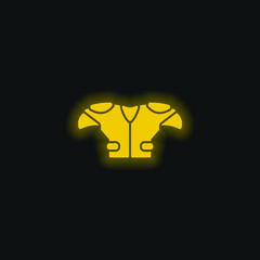 American Football Player Black T Shirt Cloth yellow glowing neon icon