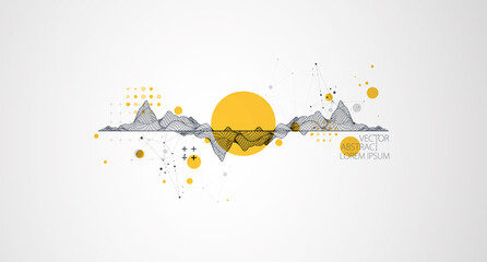 Trendy abstract wireframe background. Modern science or technology art elements. Surface illustration. Vector.