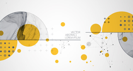 Trendy abstract wireframe background. Modern science or technology art elements. Surface illustration. Vector.