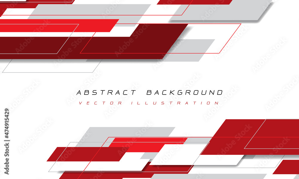 Poster abstract red grey geometric overlap on white design modern futuristic technology background vector