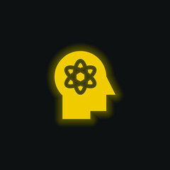 Brain yellow glowing neon icon