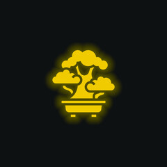 Bonsai yellow glowing neon icon