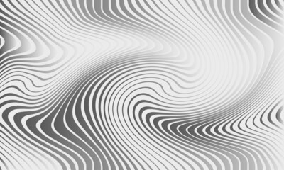 Fototapeta na wymiar Monochrome Simple Geometric Effect Background. Black Line Halftone Wave Design. Grey Motion Graphic Illustration Wallpaper. Silver Business Texture Wall Background.