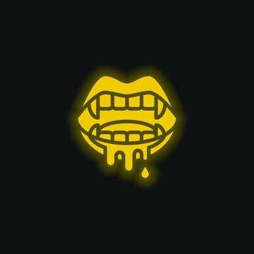 Bloody yellow glowing neon icon