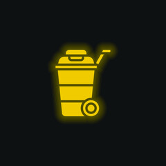 Bin yellow glowing neon icon