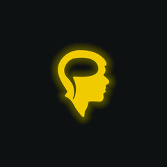 Brain On Head yellow glowing neon icon