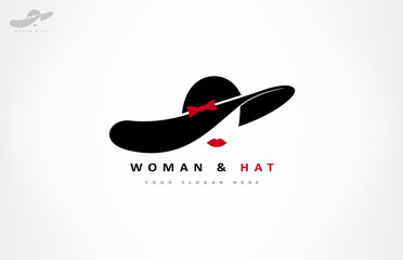 woman in hat logo vector