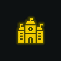 Academy yellow glowing neon icon