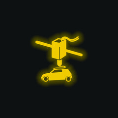 3d Printer Printing A Car yellow glowing neon icon