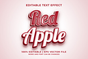 Editable text effect - Red Apple 3d template style premium vector