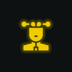 Artificial Intelligence yellow glowing neon icon