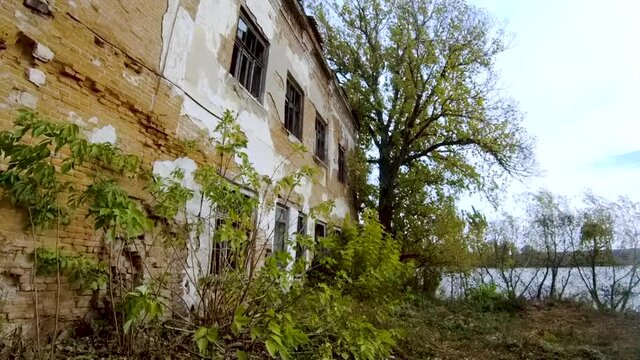 Abandoned house Hasidic dynasty. The destroyed synagogue building. Hasidic dynasty