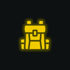 Backpack yellow glowing neon icon