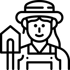 farmer woman line icon