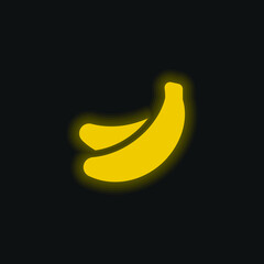 Banana yellow glowing neon icon
