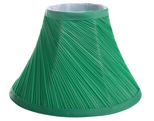 classic cut corner deluxe bell shaped  green tapered lampshade on a white background isolated close...