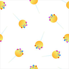 Vector graphics. seamless pattern. Wrapping paper. Background.
Bright, multi-colored. Cake on a stick. Postcard. Celebration.