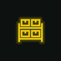 Archive Drawers Furniture yellow glowing neon icon