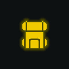 Backpack yellow glowing neon icon