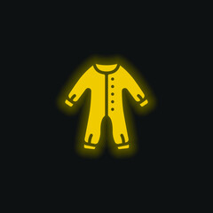 Baby Clothes yellow glowing neon icon