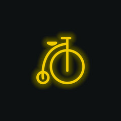 Bike yellow glowing neon icon