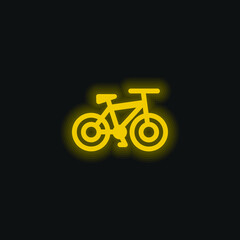Fototapeta premium Bicycle yellow glowing neon icon