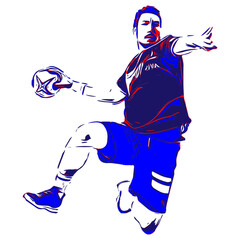 Dessin, illustration, handball player