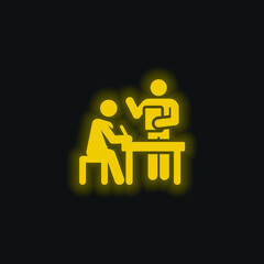 Brainstorming yellow glowing neon icon