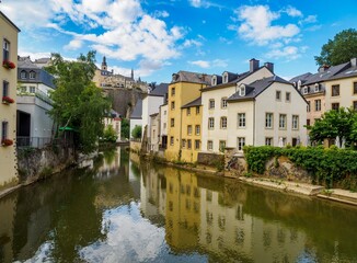 Fototapeta premium Cityscape image of old town Luxembourg during beautiful summer evening.