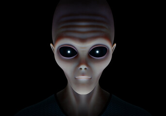 Alien head with black background